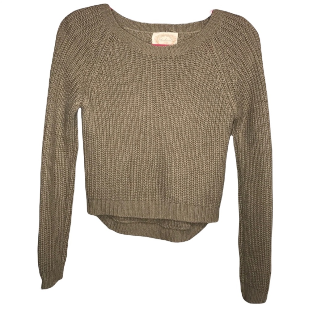 Ambiance Crew Neck Knit Sweater - Olive Green - Size S